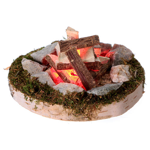 Campfire with fire effect light 4.5V 4x6x6 cm for 6-8 cm Nativity scene 1
