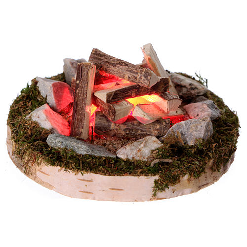 Campfire with fire effect light 4.5V 4x6x6 cm for 6-8 cm Nativity scene 2