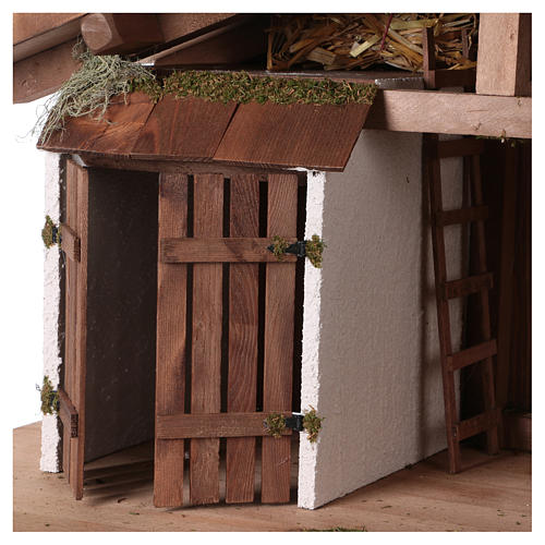 Holzhütte mit Stall 43x80x24cm für Krippen von 20cm 2