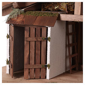 Nordic-style hut with trough and stable 43x80x40 for 20cm Nativity Scenes