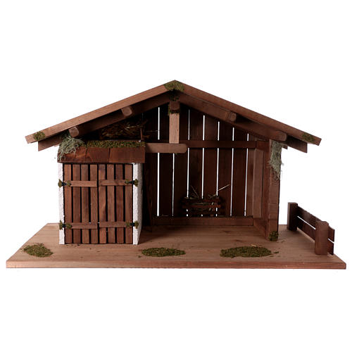 Nordic-style hut with trough and stable 43x80x40 for 20cm Nativity Scenes 1
