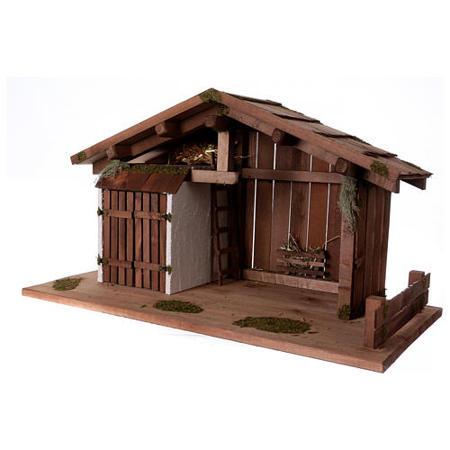 Nordic-style hut with trough and stable 43x80x40 for 20cm Nativity Scenes 3