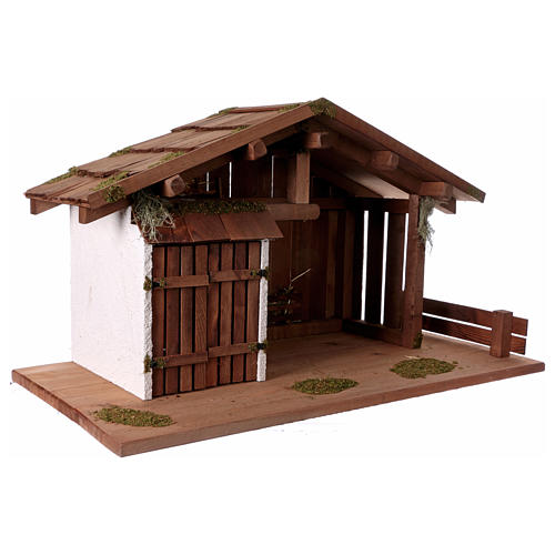 Nordic-style hut with trough and stable 43x80x40 for 20cm Nativity Scenes 4
