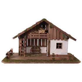 Nordic style stable with exposed loft and room 34x59x30 cm, for a 13 cm nativity