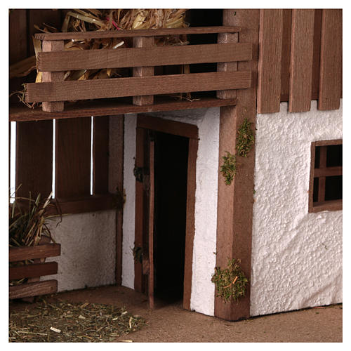 Nordic style stable with exposed loft and room 34x59x30 cm, for a 13 cm nativity 2