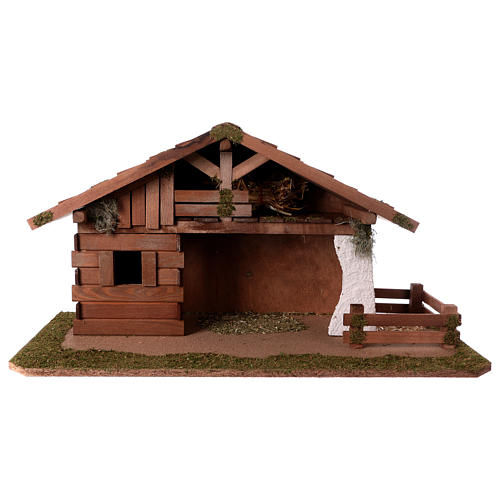 Stable with room and fence 33x62x30 cm, for 13 cm nativity 1