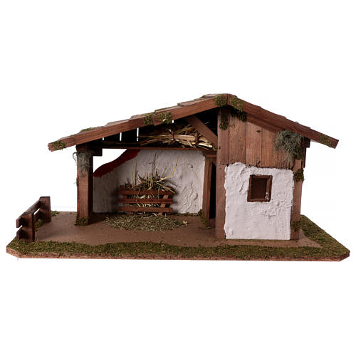 Wooden stable Scandinavian style with manger 29x59x30 cm, for 13 cm nativity 1