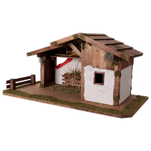 Wooden stable Scandinavian style with manger 29x59x30 cm, for 13 cm nativity 2
