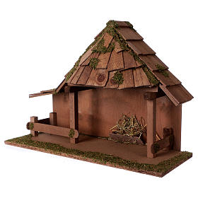 Cabana telhado cônico com estábulo 29x59x30 cm para presépio com figuras de 13 cm de altura média