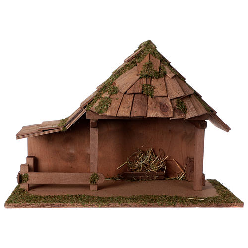 Cabana telhado cônico com estábulo 29x59x30 cm para presépio com figuras de 13 cm de altura média 1