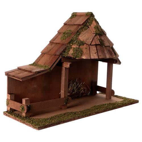 Cabana telhado cônico com estábulo 29x59x30 cm para presépio com figuras de 13 cm de altura média 3