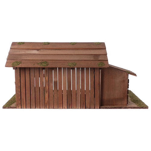 Cabana de madeira com estábulo 31x70x35 cm para presépio com figuras de 15 cm de altura média 4