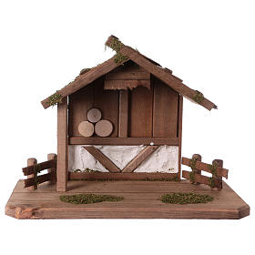 Nativity scene mountain shack in wood 28x40x20 cm