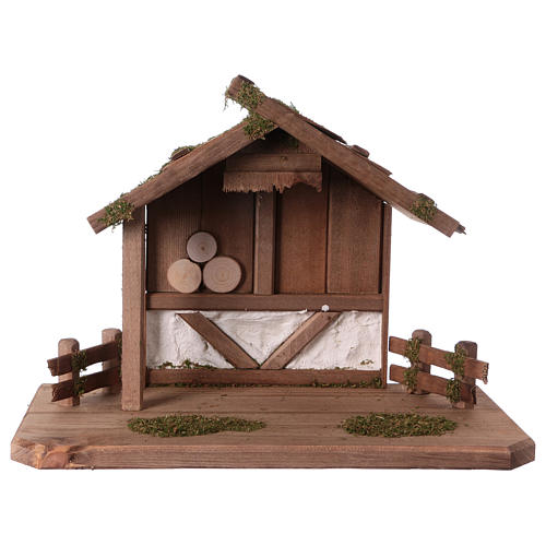 Nativity scene mountain shack in wood 28x40x20 cm 1
