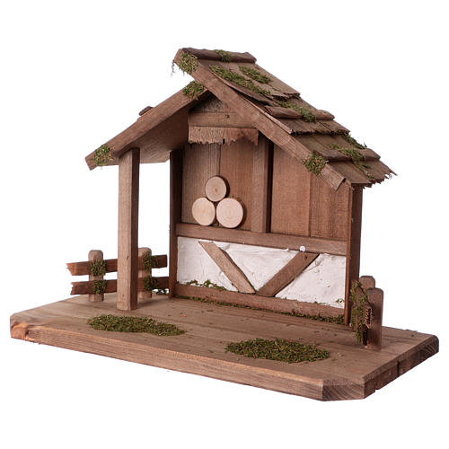 Nativity scene mountain shack in wood 28x40x20 cm 3