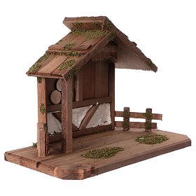 Mountain stable in wood 28x40x20 cm, for 12 cm nativity