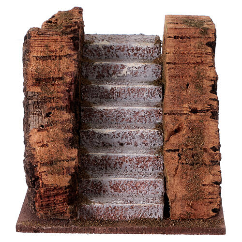 Escada madeira e cortiça ambientação para presépio com figuras de 12 cm - 10x12x13 cm 1