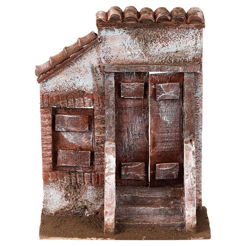 Façade avec escalier porte centrale pour santons de 12 cm 1
