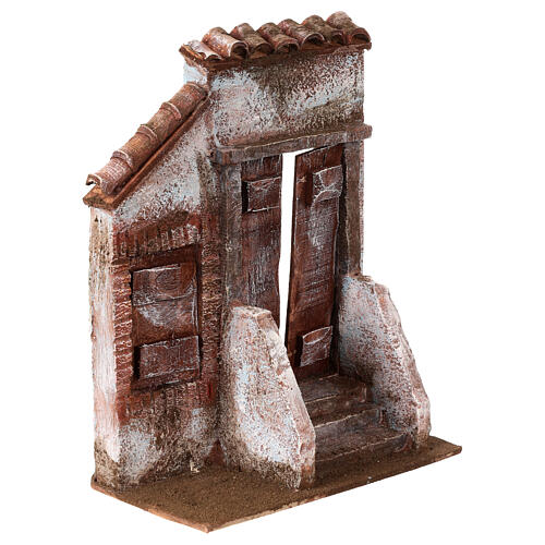 Façade avec escalier porte centrale pour santons de 12 cm 2