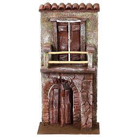 Facciata porta mezzo arco con balcone presepe 10 cm