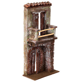 Facciata porta mezzo arco con balcone presepe 10 cm
