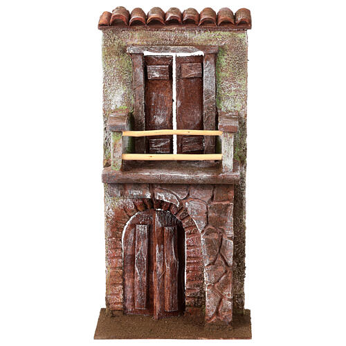 Facciata porta mezzo arco con balcone presepe 10 cm 1