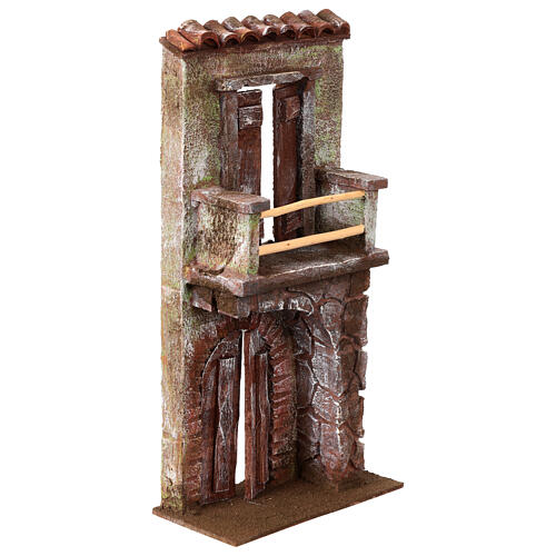 Facciata porta mezzo arco con balcone presepe 10 cm 2