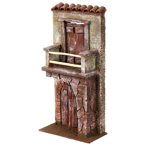 Facciata porta mezzo arco con balcone presepe 10 cm 3