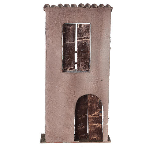 Fachada de casa com porta, janela e balcão cenário para presépio de Natal com figuras altura média 12 cm 4