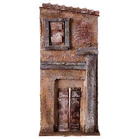 Fachada de casa com porta e janela cenário para presépio com figuras altura média 9 cm, medidas: 32x15x5 cm