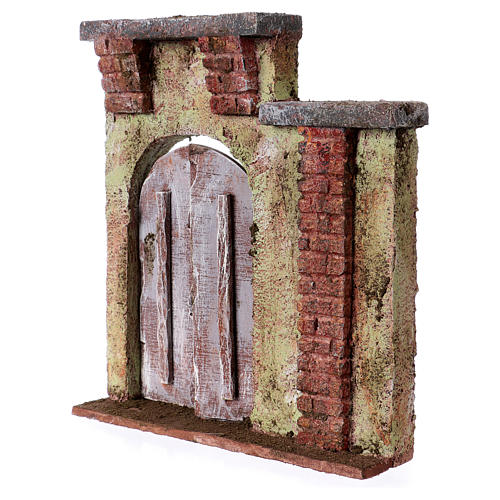 Hausfassade Tor mit Bogen 20x17x4cm für Krippen von 12cm 2