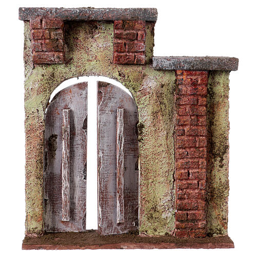 Fachada com portão em arco 20x17x4 cm para presépio com figuras altura média 12 cm 1