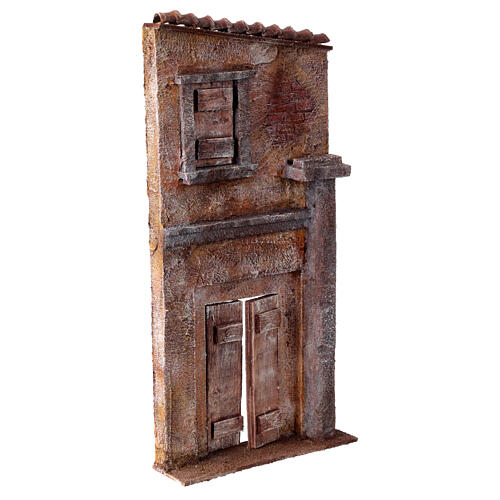 Façade porte centrale et fenêtre gauche 38x18x5 cm pour crèche de 11 cm 3