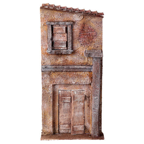 House facade with central door and left window 38x18x5 cm, 11 cm nativity 1