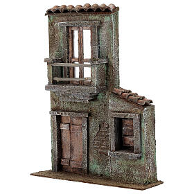 Nativity scene setting, house front with balcony and balcony door 31x22x5 cm for 9 cm Nativity scene