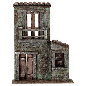 Facciata con balcone e portafinestra 31x22x5 cm per presepe di 9 cm