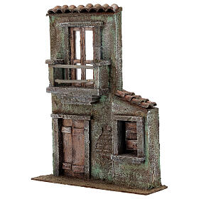 Facciata con balcone e portafinestra 31x22x5 cm per presepe di 9 cm