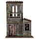 Fachada com porta, janela, balcão e telhado cenário para presépio com figuras altura média 9 cm, medidas: 31x22x5 cm s1
