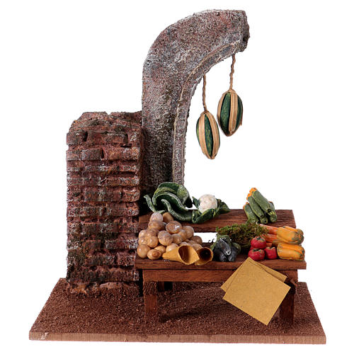 Ambientazione fruttivendolo con ortaggi 16x15x10 cm per presepi di 10 cm 1
