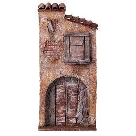 Miniature facade with door under arch masonry 31x15x3 cm, for nativity 9 cm
