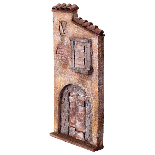 Miniature facade with door under arch masonry 31x15x3 cm, for nativity 9 cm 2