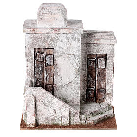 Nativity scene setting, Palestinian house with 2 doors and stairs 25x20x15 cm for 9-10 cm Nativity scene