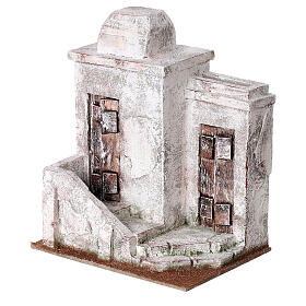 Nativity scene setting, Palestinian house with 2 doors and stairs 25x20x15 cm for 9-10 cm Nativity scene