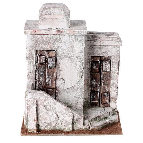 Nativity scene setting, Palestinian house with 2 doors and stairs 25x20x15 cm for 9-10 cm Nativity scene 1