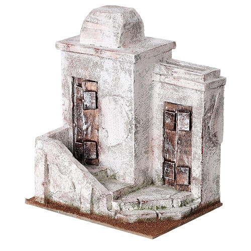 Nativity scene setting, Palestinian house with 2 doors and stairs 25x20x15 cm for 9-10 cm Nativity scene 2