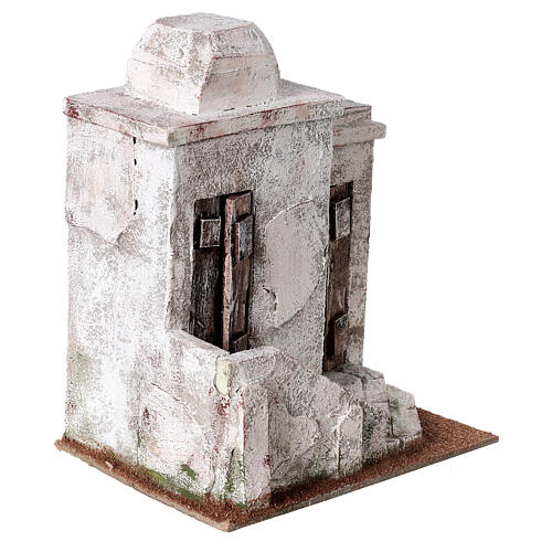 Nativity scene setting, Palestinian house with 2 doors and stairs 25x20x15 cm for 9-10 cm Nativity scene 3