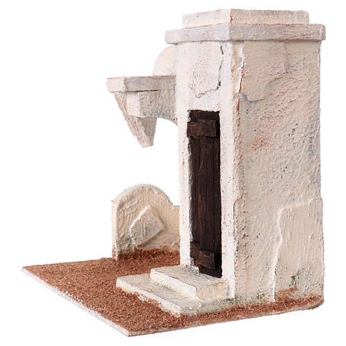Nativity scene setting, house with external roof and door stairs 20x20x15 cm for 9-10 cm Nativity scene 2