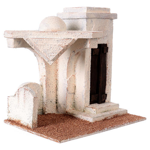 Nativity scene setting, house with external roof and door stairs 20x20x15 cm for 9-10 cm Nativity scene 3