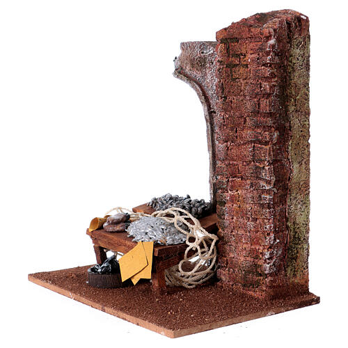 Otoczenie sprzedawcy ryb, do szopek 11 cm, 19x17x12 cm 2