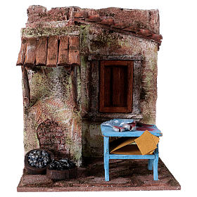 Fishmonger rustic house for statues 10-11 cm, 20x17x14.5 cm